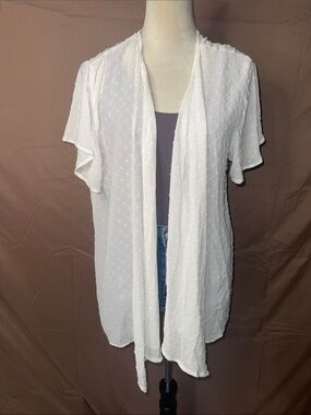 Culture Code White Swiss Dot Sheer Kimono Cover-Up